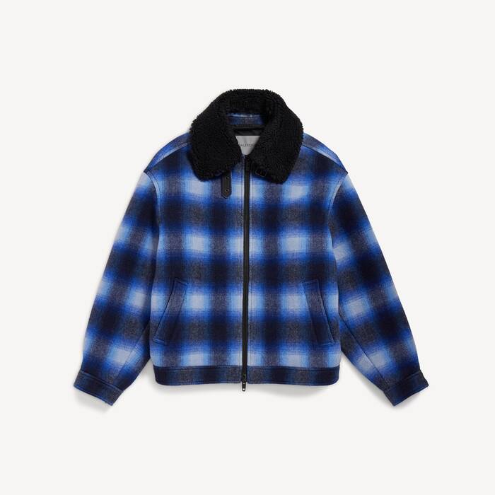 Men's Flannel Bomber Jacket in Blue/black - Men | Balenciaga Australia EN - Image 1