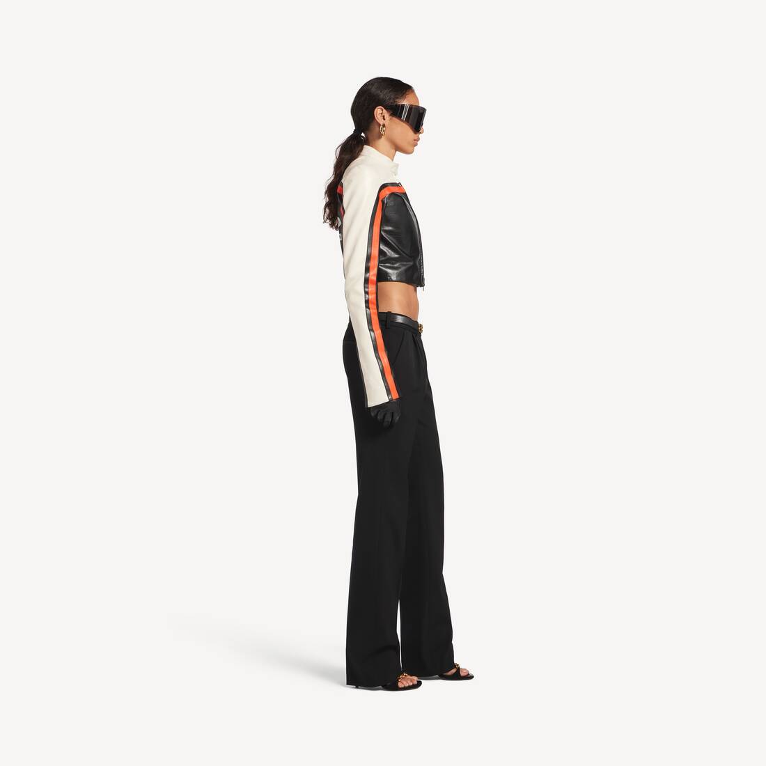 Women's Bodies Fitted Biker Jacket in Black | Balenciaga Australia EN - Image 3