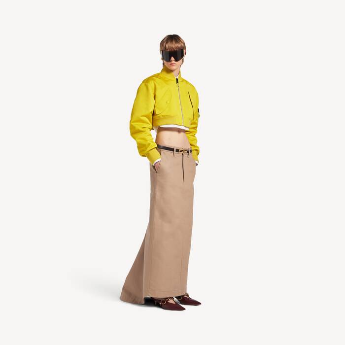 Women's Cropped Bomber Jacket in Yellow - Women | Balenciaga United States EN - Image 3