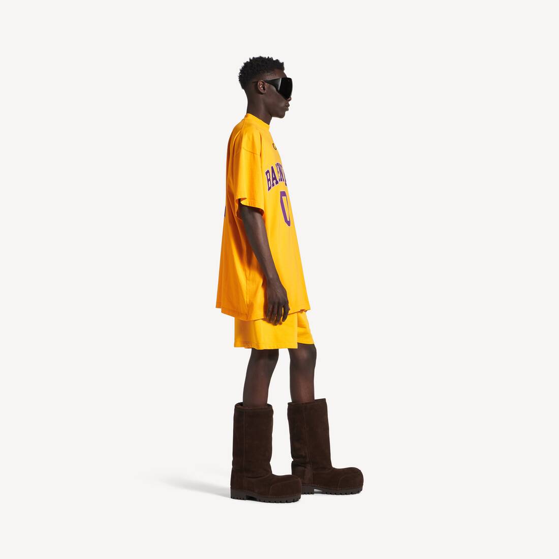 Men's Basketball Oversized T-shirt in Deep Purple/yellow | Balenciaga United Arab Emirates EN - Image 3