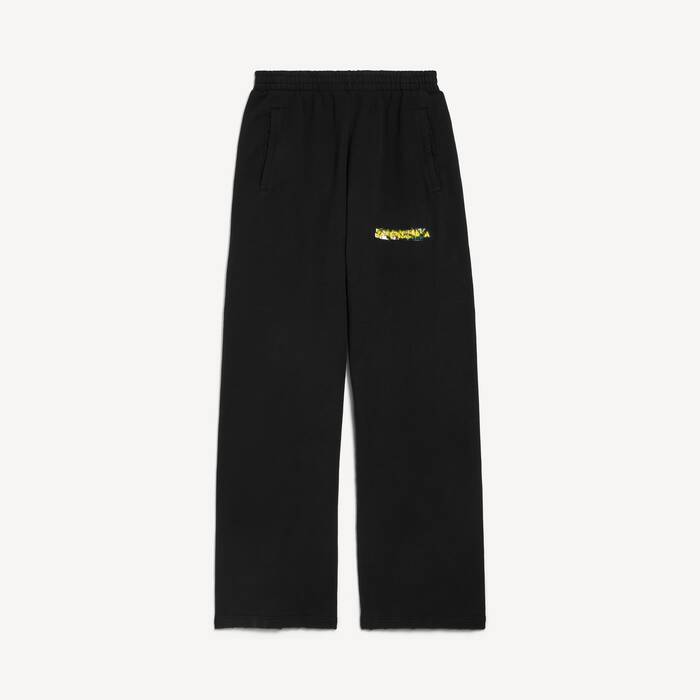Men's Messy Spray Baggy Sweatpants in Black - Men | Balenciaga Australia EN - Image 2