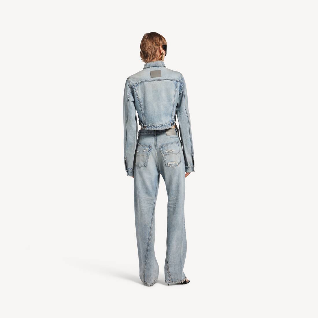 Women's Twisted Seam Jeans in Bleach Light Bleu | Balenciaga Romania EN - Image 4