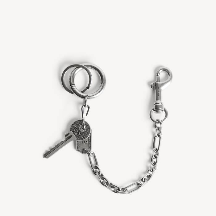 Men's Neverlost Keychain in Antique Silver - Men | Balenciaga United Arab Emirates EN - Image 1