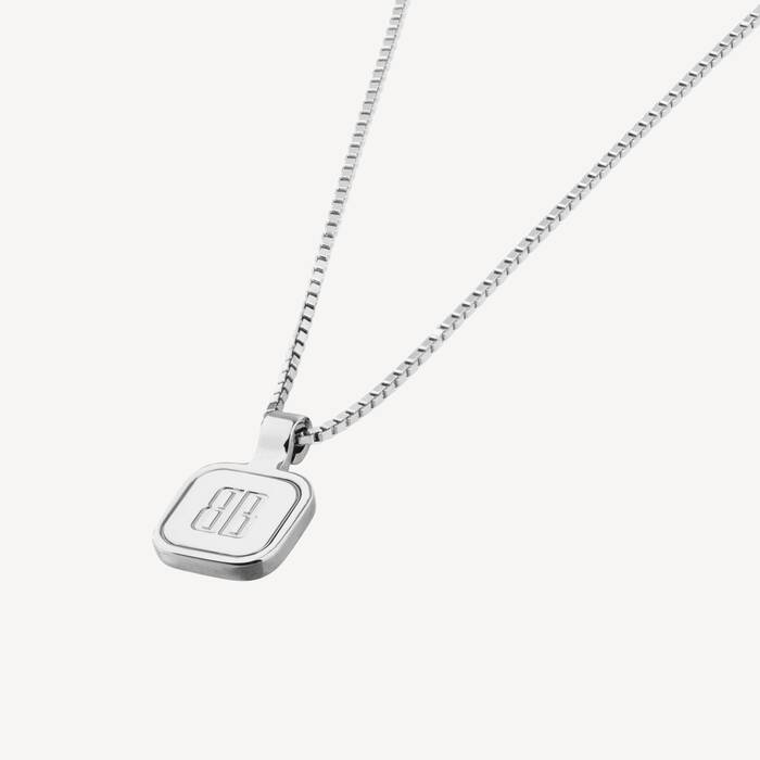 Nano Square Long Necklace in Silver | Balenciaga Netherlands EN - Image 3