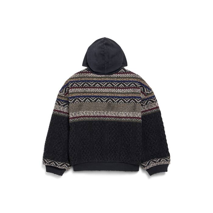 patched ジップアップ セーター