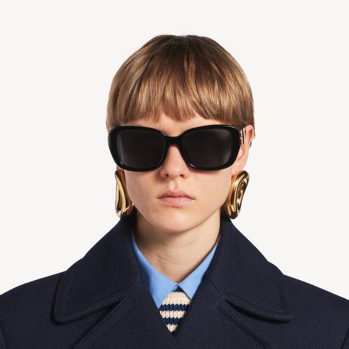 Lunettes De Soleil Carr&eacute;es Af Cosmo pour Femme en Noir - Femme | Balenciaga France FR - Image 2