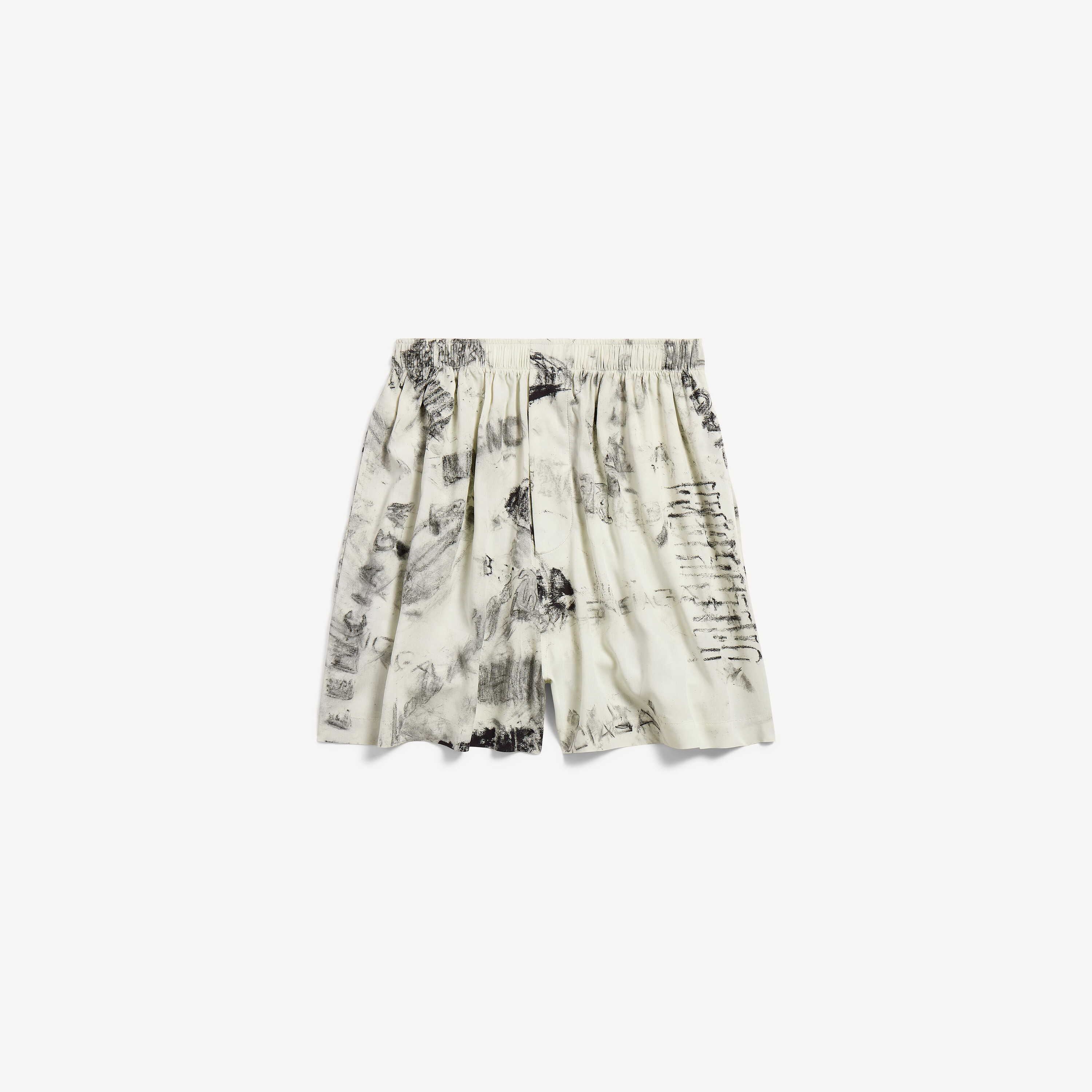 Men's Washed Crayon Allover Pyjama Shorts in Grey | Balenciaga JP