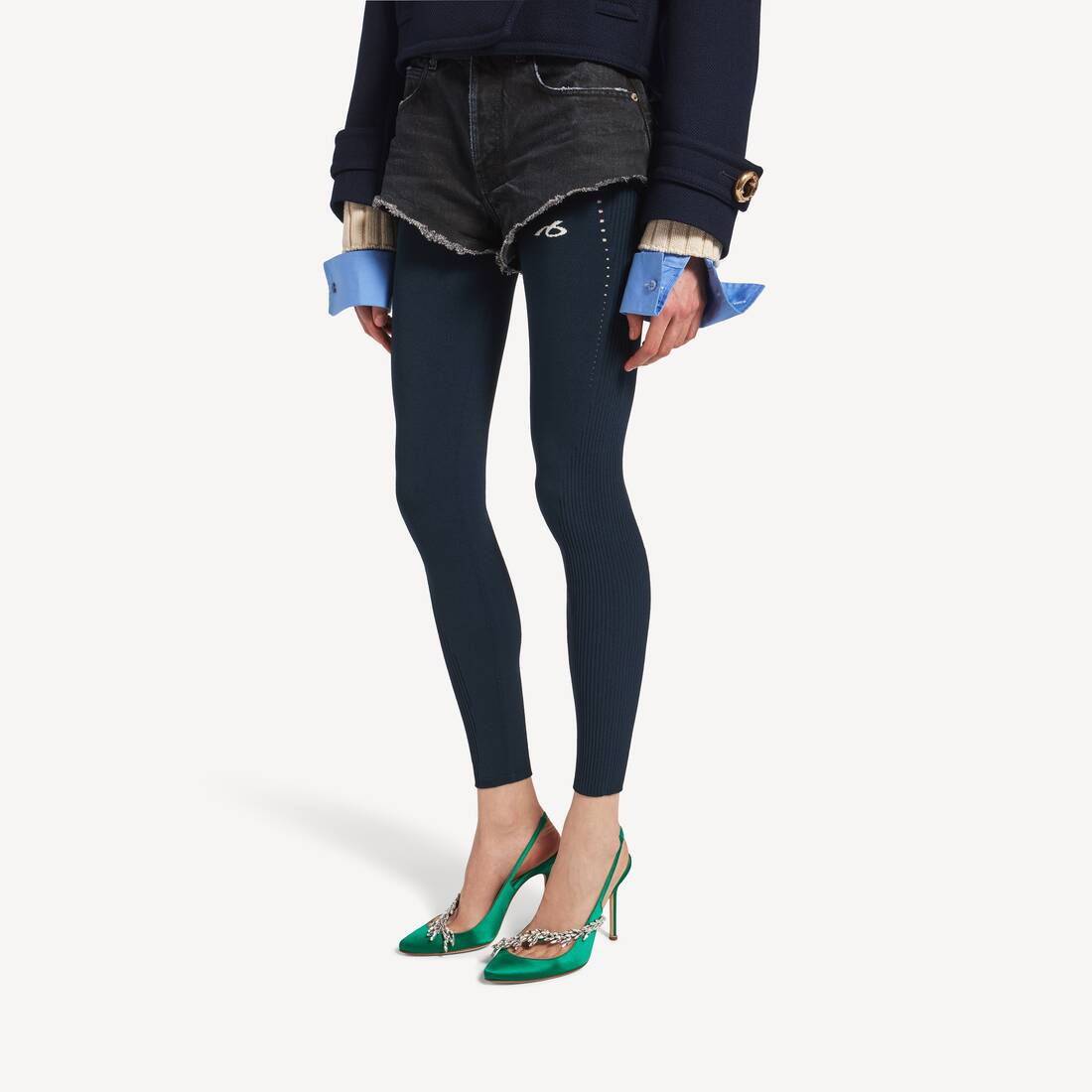 Women's Mini Shorts in Navy/black Overdyed | Balenciaga Netherlands EN - Image 5