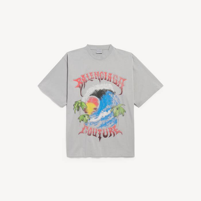 Men's Vintage Surfer Oversized T-shirt in Balenciaga Grey - Men | Balenciaga Canada EN - Image 1