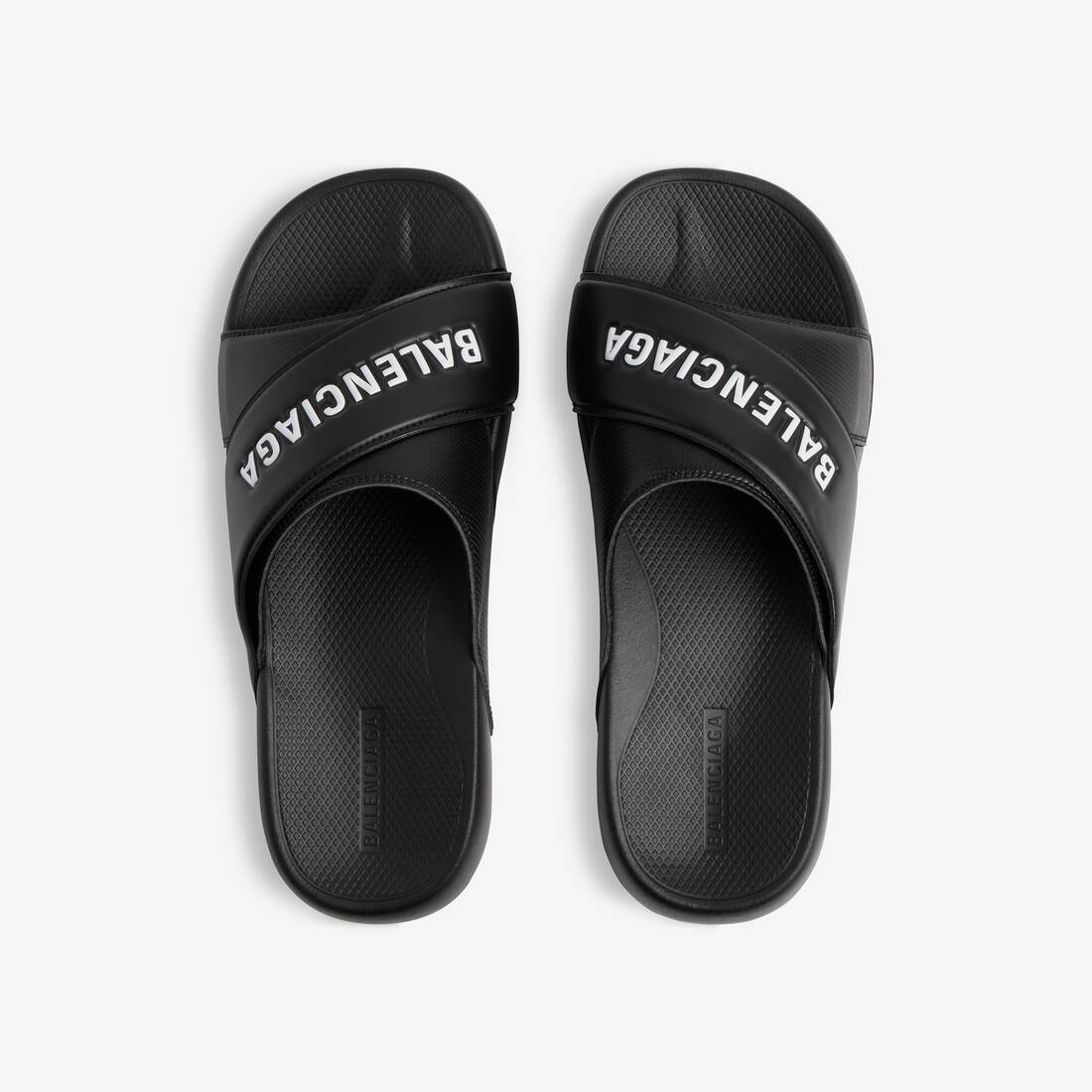 Men's Sporty Pool Slide Sandal in Black/white | Balenciaga Netherlands EN - Image 3