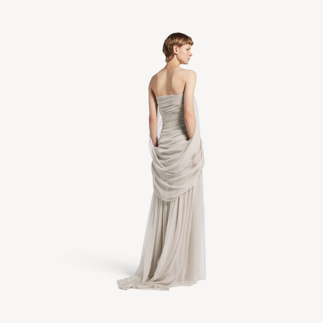 Women's Draped Bustier Dress in Light Beige | Balenciaga United States EN - Image 4