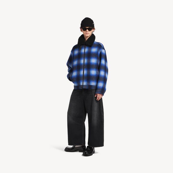 Men's Flannel Bomber Jacket in Blue/black - Men | Balenciaga Australia EN - Image 2