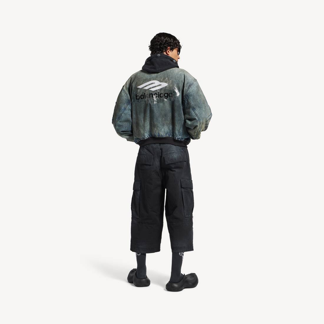 Men's Standard Bomber Jacket in Dirty Grey/light Blue | Balenciaga Singapore EN - Image 4