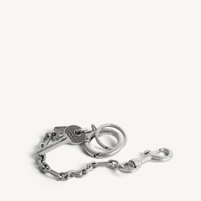 Men's Neverlost Keychain in Antique Silver - Men | Balenciaga United Arab Emirates EN - Image 3