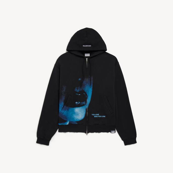 lips oversized zip-up hoodie