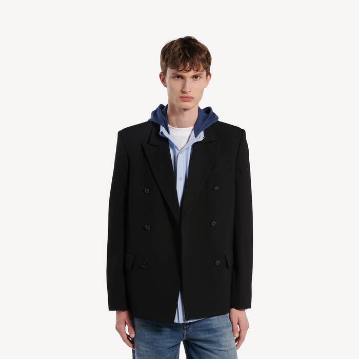 Men's Double-breasted Tailored Jacket in Black - Men | Balenciaga Netherlands EN - Image 1