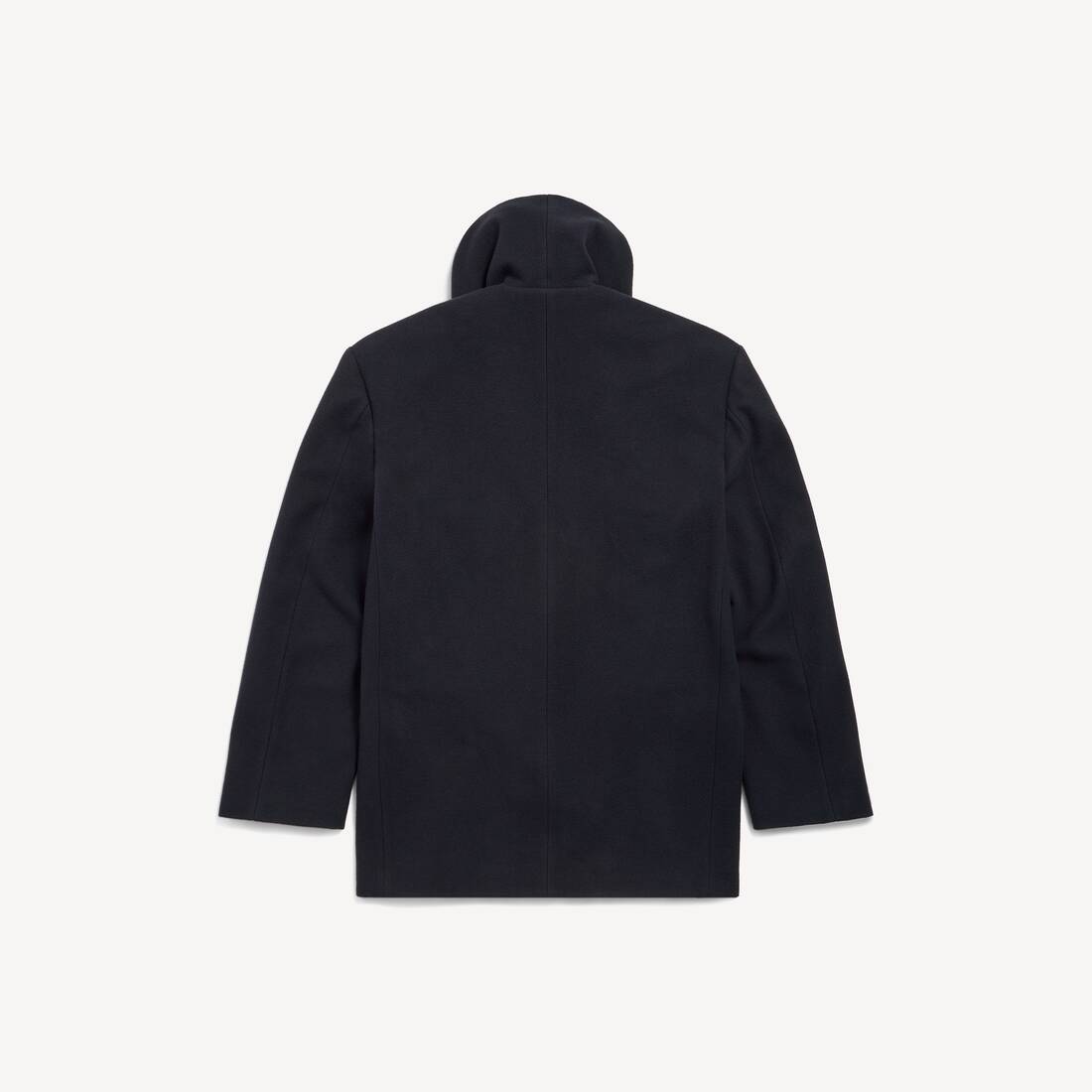 Men's Hooded Short Coat in Dark Navy | Balenciaga Estonia EN - Image 2