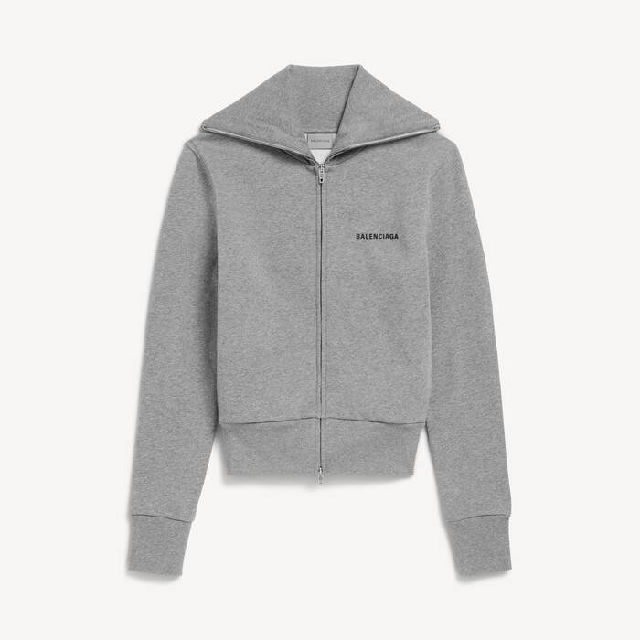Women's Fitted Zip-up Jacket in Dark Heather Grey - Women | Balenciaga France EN - Image 2