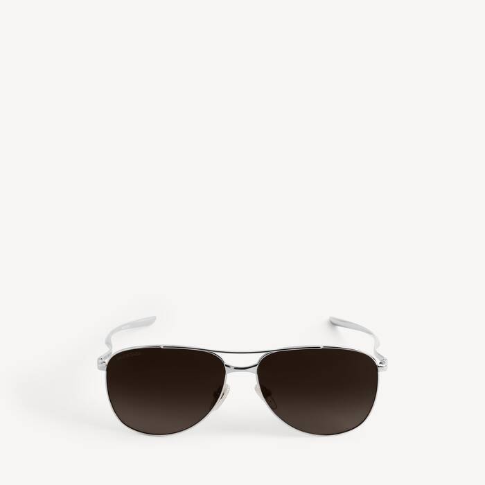 Men's Monday Pilot Sunglasses in Shiny Silver - Men | Balenciaga United States EN - Image 1