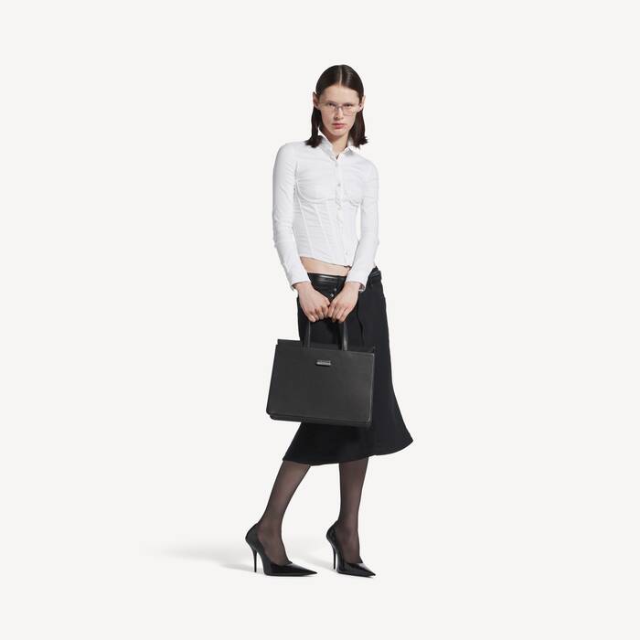Women's Corseted Shirt in White - Women | Balenciaga Netherlands EN - Image 3