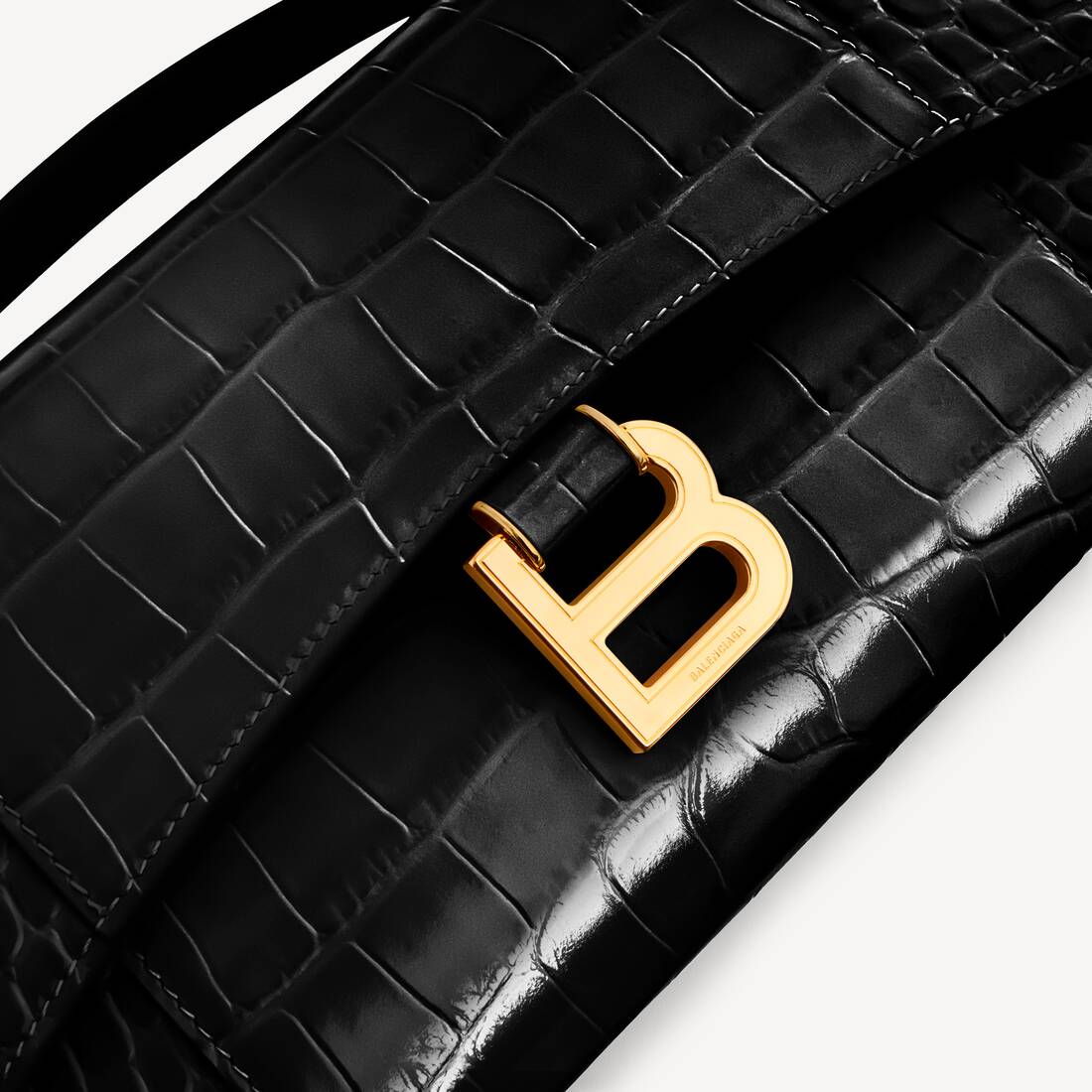 Women's Hourglass Pochette With Chain in Black | Balenciaga Lithuania EN - Image 6