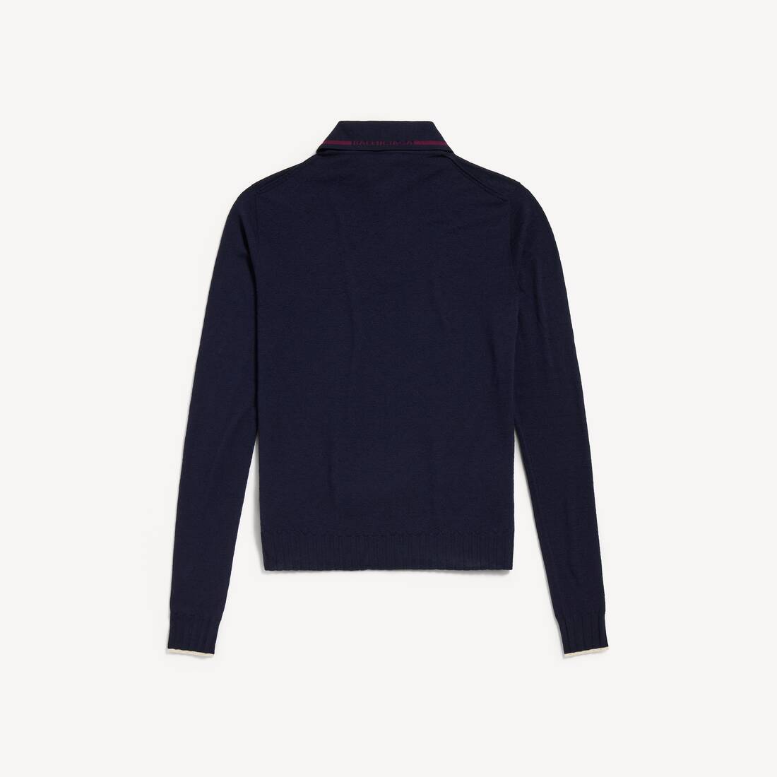 Men's Knitted Long Sleeve Polo in Navy | Balenciaga United States EN - Image 2