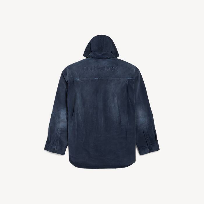 Men's Shirt Parka in Navy/dirty Dark Blue - Men | Balenciaga United States EN - Image 2