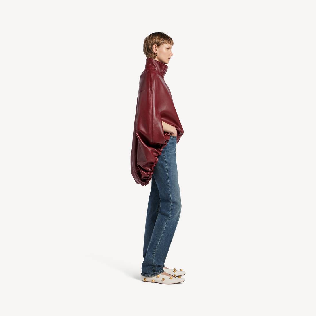 Women's Short Cape in Burgundy | Balenciaga United Kingdom EN - Image 3