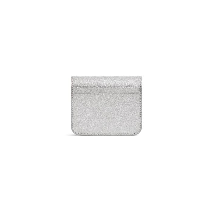 Women's Cash Flap Coin And Card Holder Sparkling Fabric in Silver - Women | Balenciaga Netherlands EN - Image 2