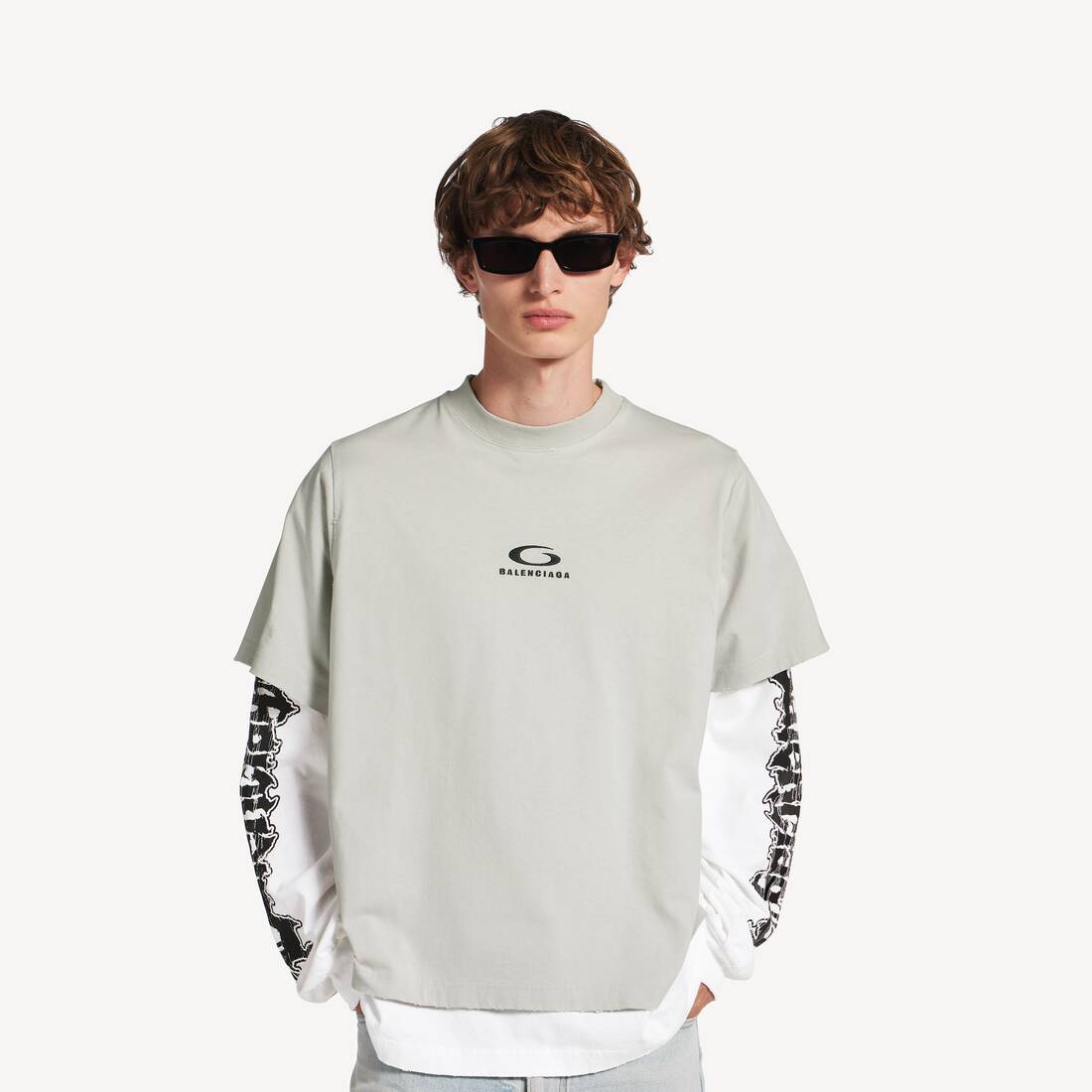 ライトグレー/ホワイト の メンズ ハイブリッド ダブルtシャツ | Balenciaga 日本 JA - Image 5