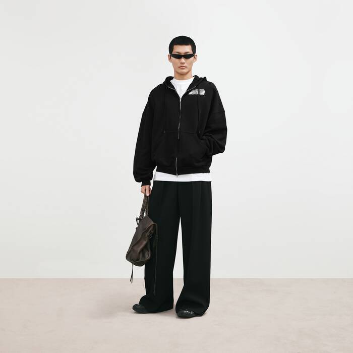 Silver Tape Balenciaga Back Zip-hoodie Gro&szlig;e Passform f&uuml;r Herren in Schwarz - Herren | Balenciaga Deutschland DE - Image 3
