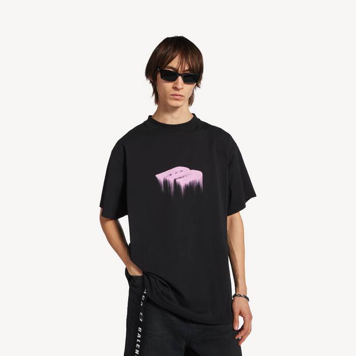 Men's Wet Brush Oversized T-shirt in Black - Men | Balenciaga Canada EN - Image 1