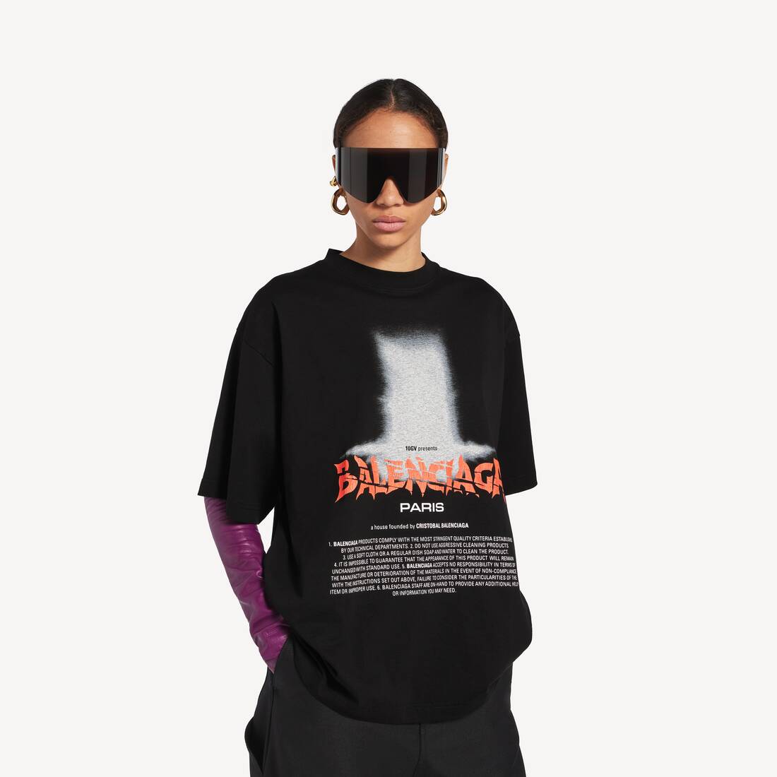 T-shirt The Door Oversize da Donna in Nero | Balenciaga Italia IT - Image 5