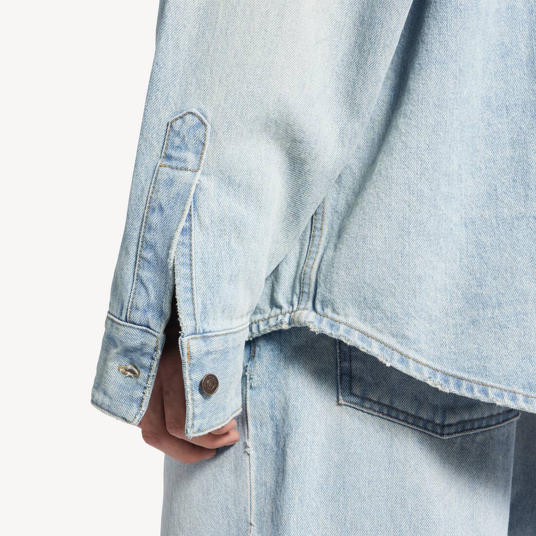 Chemise &Agrave; Manches Longues En Denim  pour Homme en Bleu Clair | Balenciaga Canada FR - Image 6