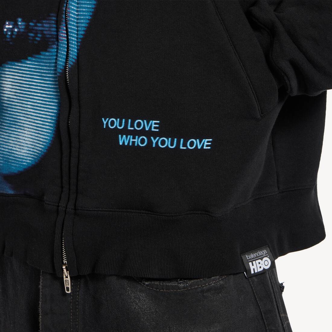 Men's Lips Oversized Zip-up Hoodie in Black | Balenciaga United States EN - Image 6