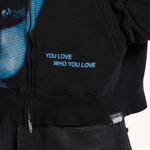 lips oversized zip-up hoodie