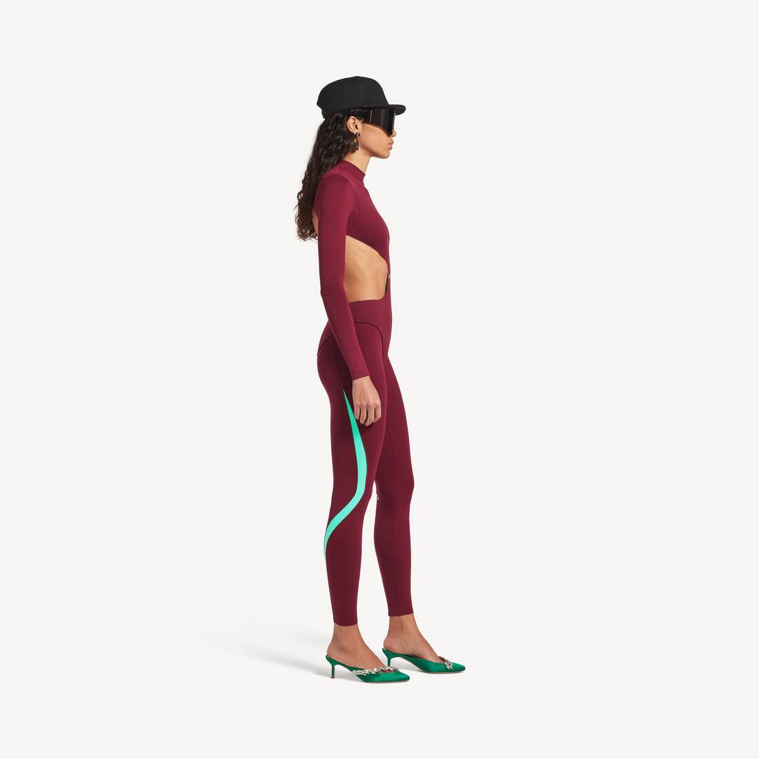 Women's Techwear Cut-out Bodysuit in Burgundy/aqua | Balenciaga Czech Republic EN - Image 3
