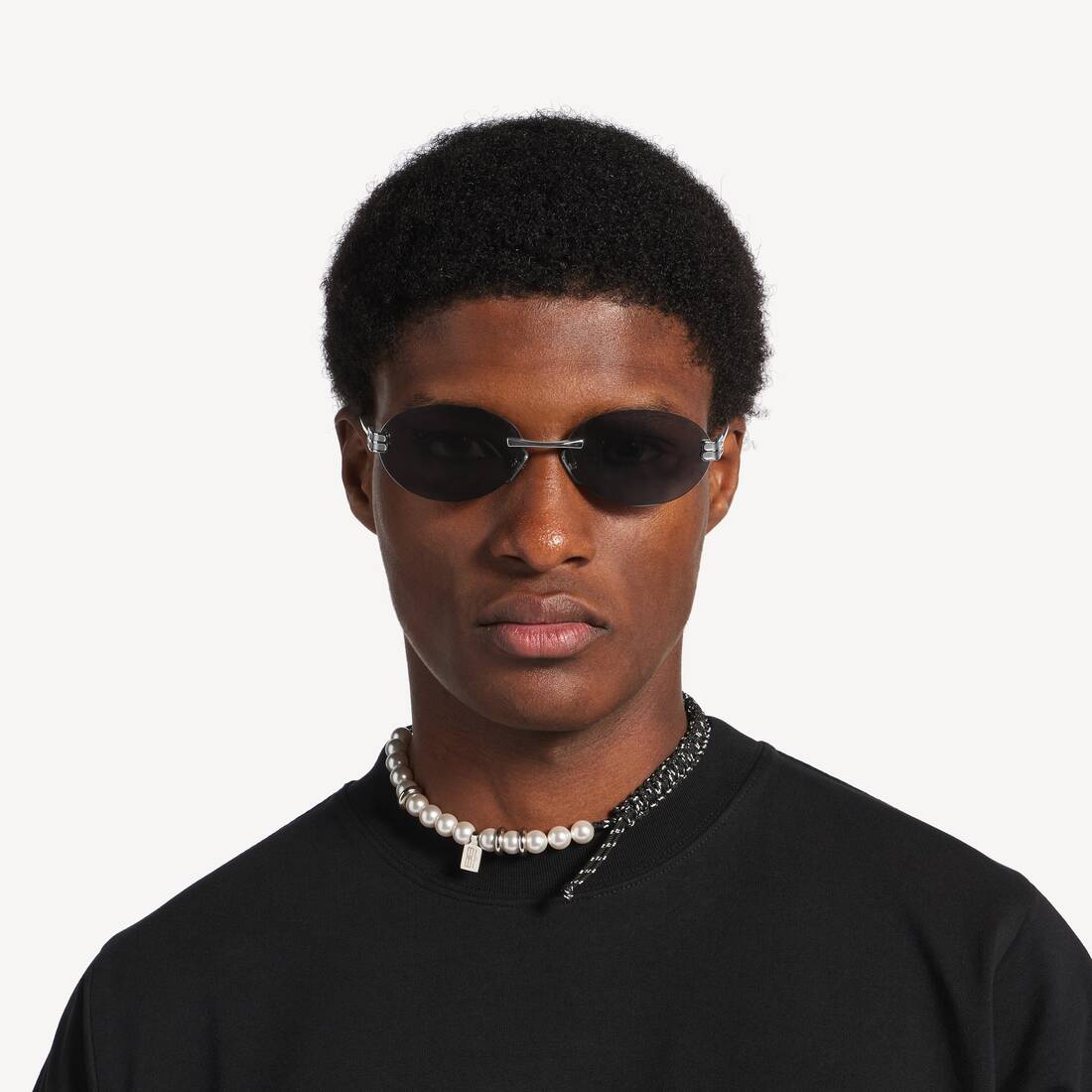 Lunettes De Soleil Ovales Af Gossip in Argent/noir | Balenciaga France FR - Image 6