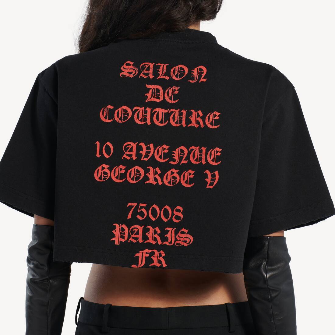 Women's Balenciaga Sacr&eacute; C&oelig;ur Cropped T-shirt in Black | Balenciaga Hungary EN - Image 7
