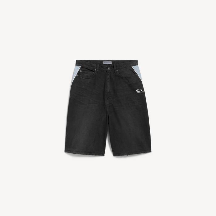 piping detail denim shorts