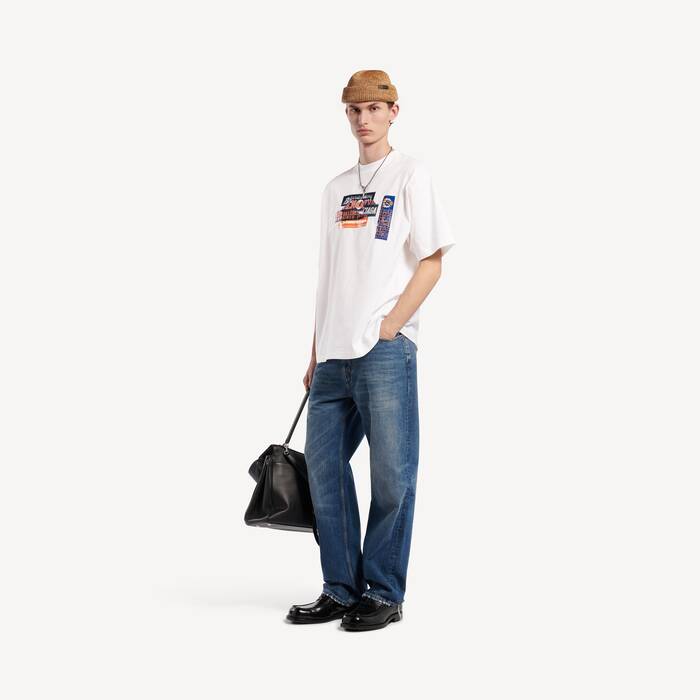 Men's Bumper Stickers Medium Fit T-shirt in White - Men | Balenciaga Canada EN - Image 3