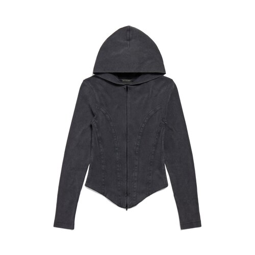 corseted zip-up hoodie