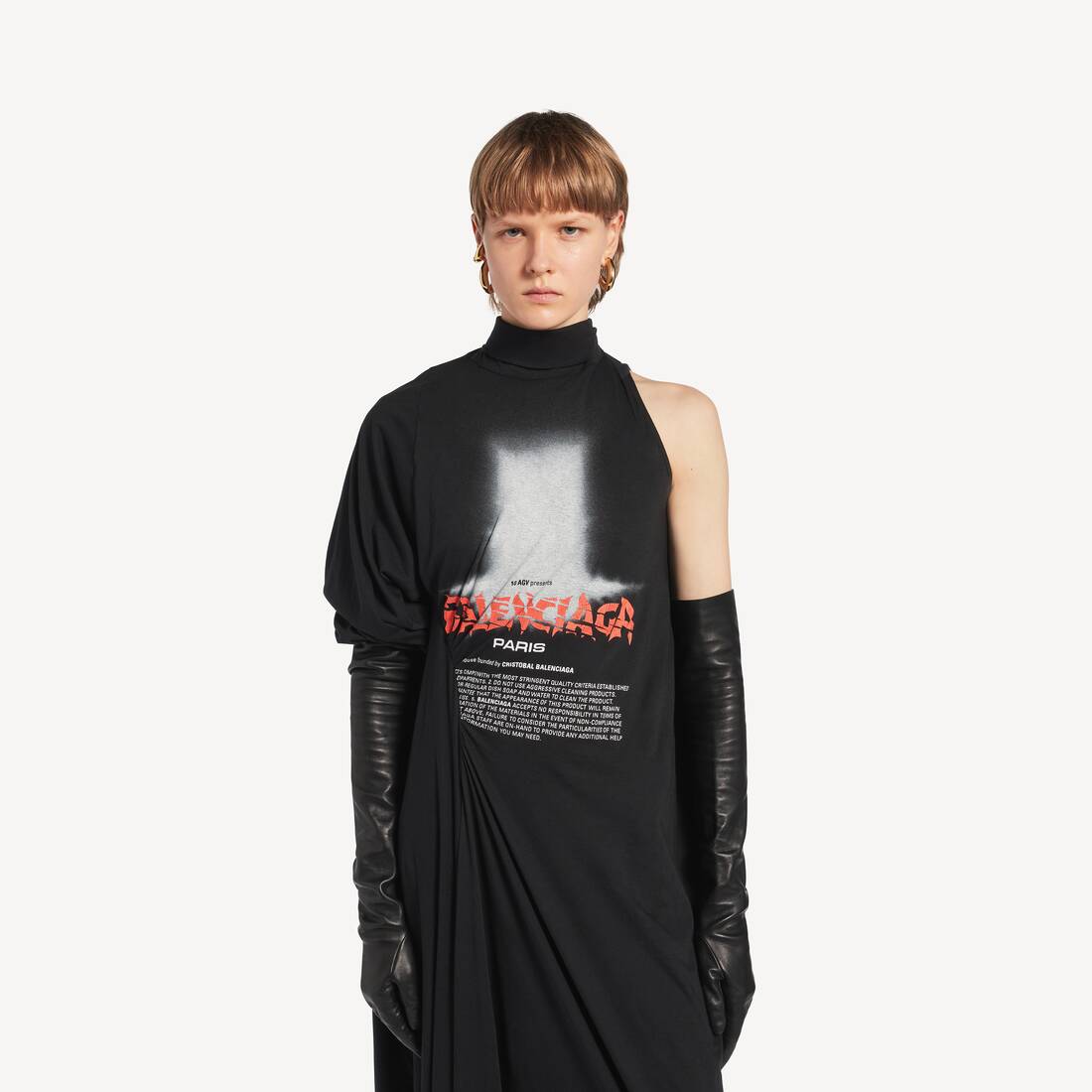 Women's The Door Long Draped Dress in Black | Balenciaga United States EN - Image 5