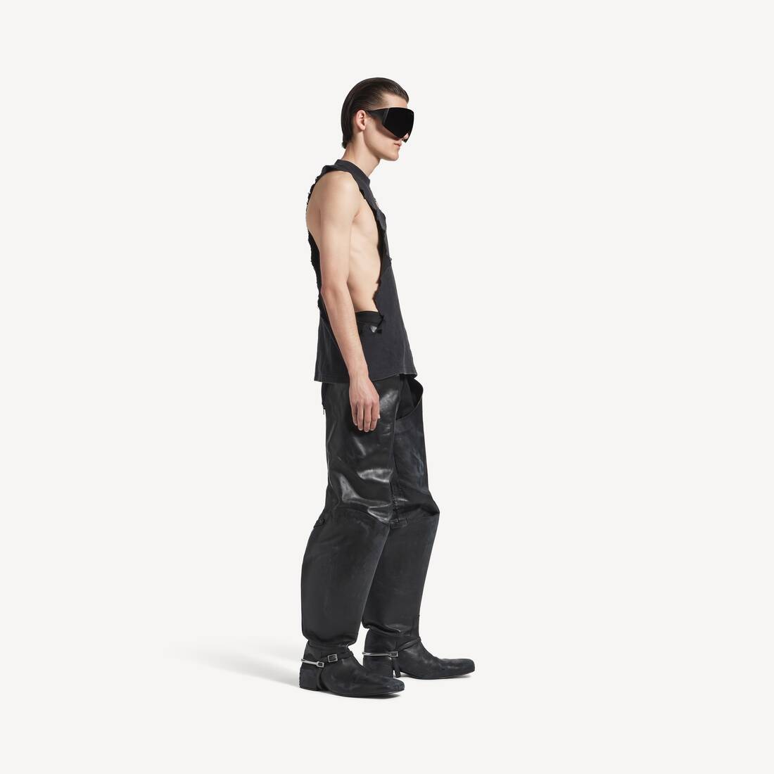 Men's Standard Ripped Tank Top in Faded Black | Balenciaga Ireland EN - Image 3