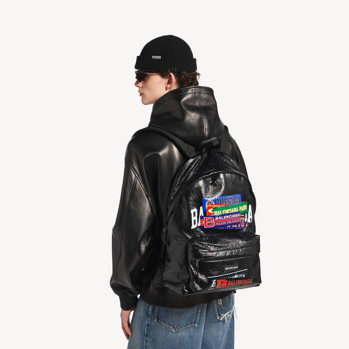 balenciaga black leather backpack City thankunext.us Editor backpack in black and white vintage arena lambskin Balenciaga Explorer Graffiti Backpack Leather