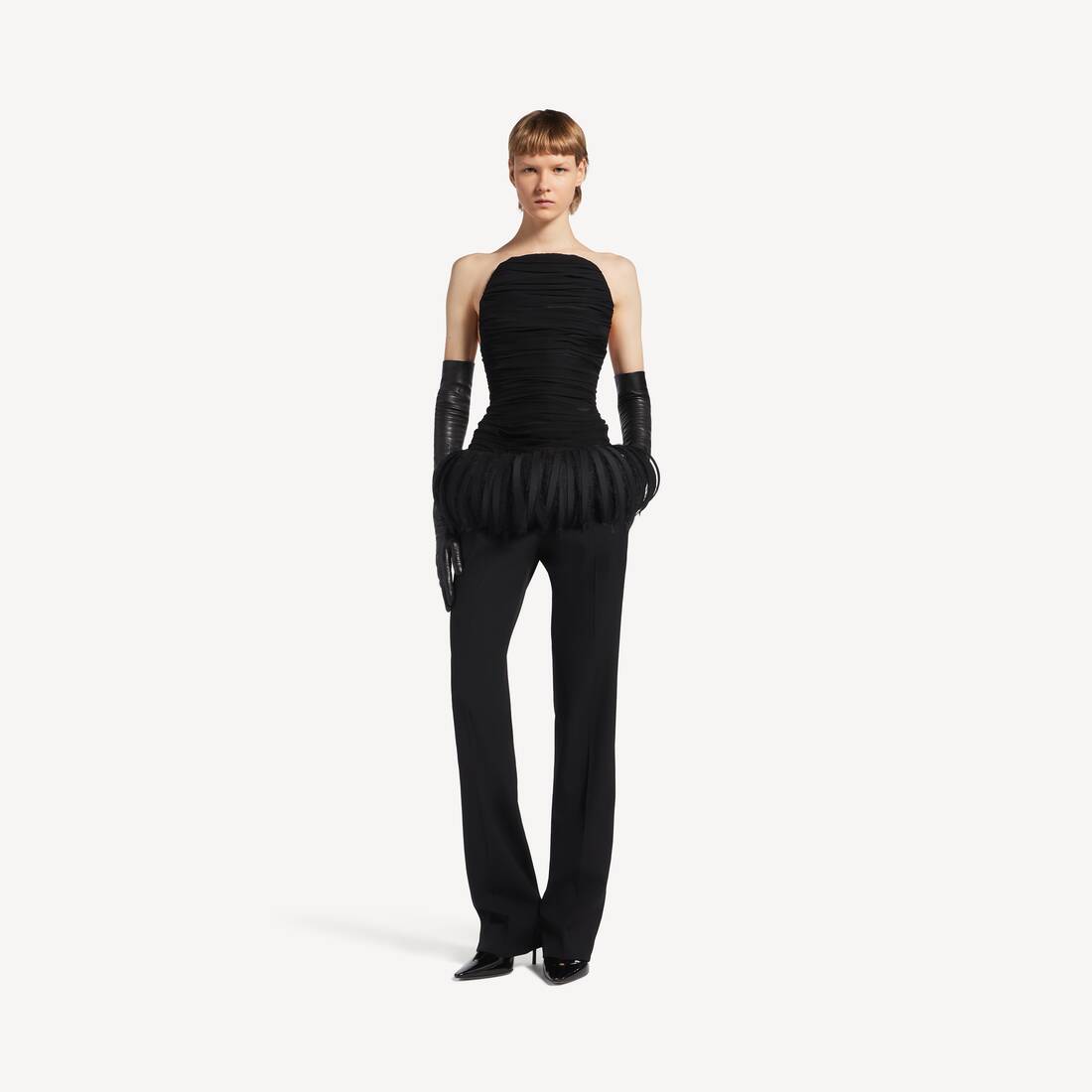 Women's Fitted Bustier Top in Black | Balenciaga Cyprus EN - Image 2
