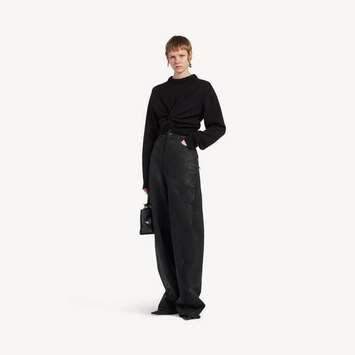 Jersey Con Cuello Redondo para Mujer en Negro - Mujer | Balenciaga Espa&ntilde;a ES - Image 3