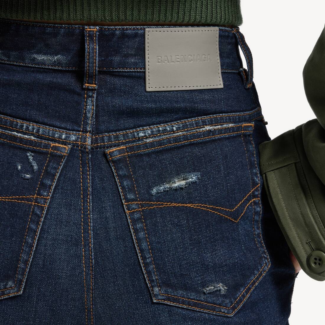 Women's High Waist Slim Jeans in Dark Blue | Balenciaga Monaco EN - Image 6