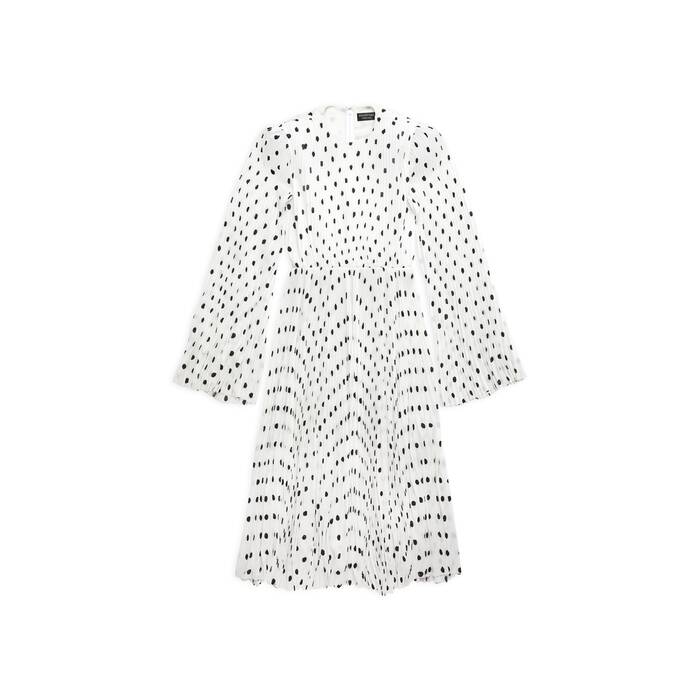 hand-drawn polka dot pleated dress