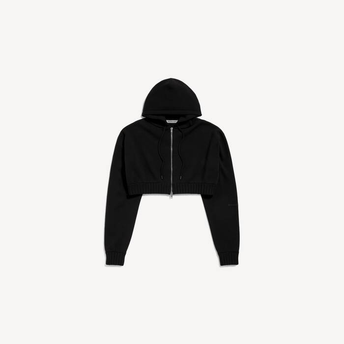 techwear cropped zip-up hoodie